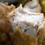 The chicken was juicy and the skin was crispy