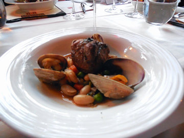 Halter Ranch Tasting Pork belly and clams