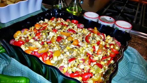 Melissa's Hatch Chile Cookbook recipe Baby Heirloom Tomato & Grilled Corn Salad