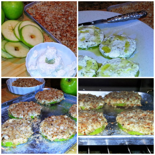 Green Dragon Baken Apple with Goat Cheese Collage Bread assemble