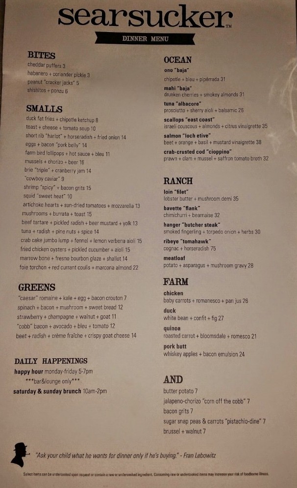 Searsucker Menu