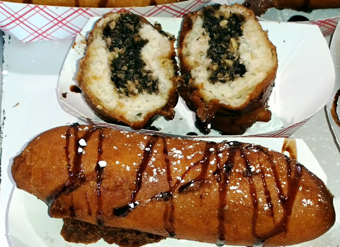 OC Fair Food 2015 Deep Fried Slim Fast Bar cut open from Chicken Charlies OC Fair Food 2015 Deep Fried Slim Fast Bar cut open from Chicken Charlies